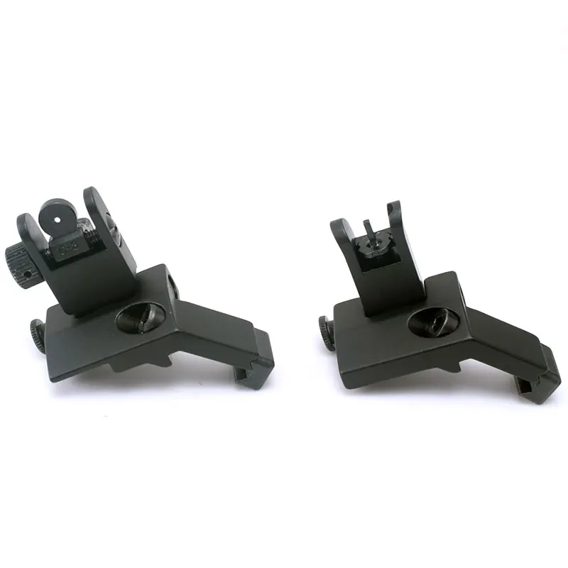 

Gun Accessories Folding AR15 AR-15 AR 15 45 Degree Front and Rear Sight Flip up Rapid Transition Backup Iron Sight, Black