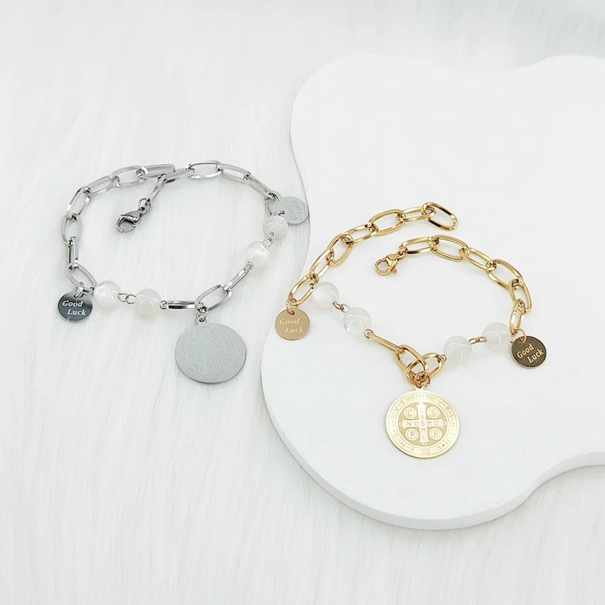 Italian charm bracelet en acier inoxydable bracelets et bracelets and bangles stainless steel Plastic Pearl religion jewelry