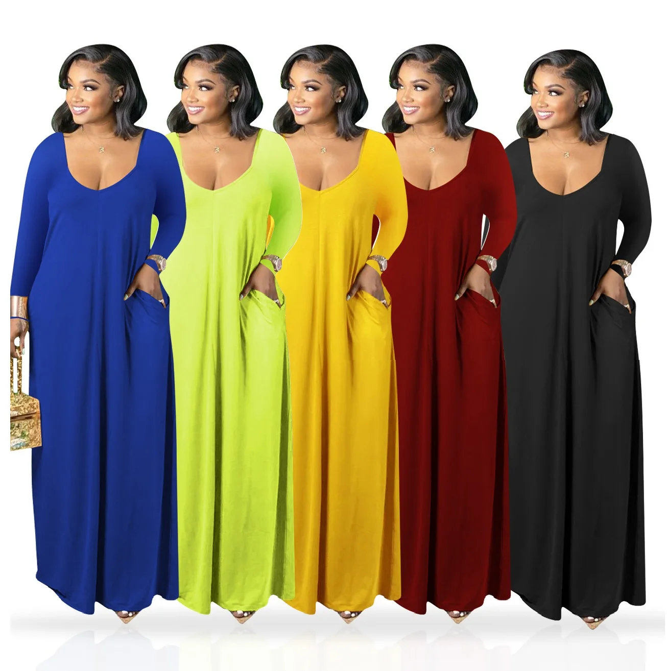 

Wholesale Autumn Clothes For Women Long Sleeve Woman Fall Dress Fashion Best Sell Elegant Casual Dresses, Picture color