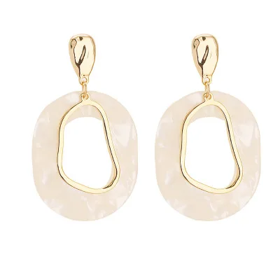 

Fashion Hollow 925 Sterling Silver Pendant Earrings Geometric Ring Stud Earrings, White