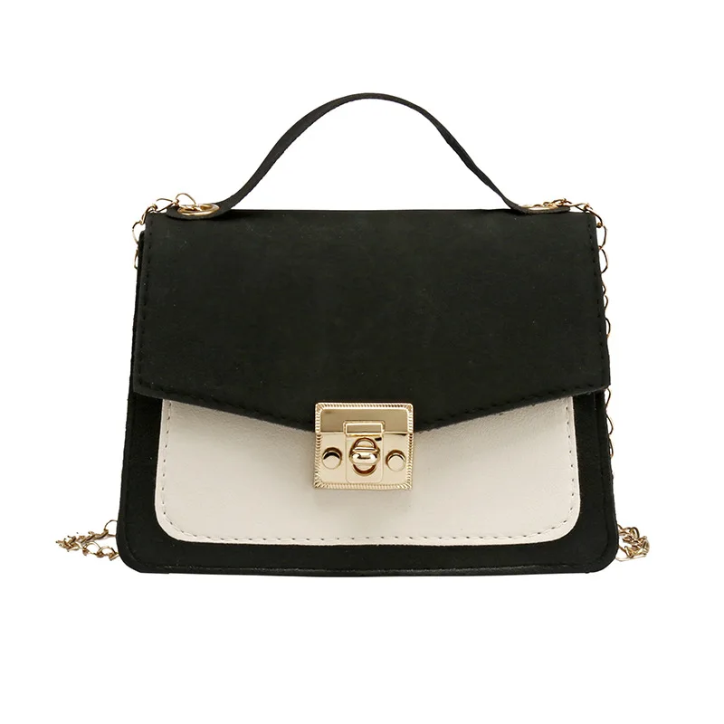 

Women's Twist Lock Color Block Flap Chain Satchel Bag Trendy Small Square Bag Crossbody Shoulder Bag