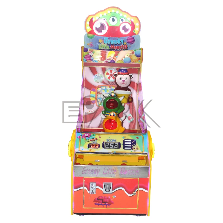 

Coin Pusher Throw Balls Arcade Ticket Games Greedy Little Monster Carnival Machine Redemption Machine