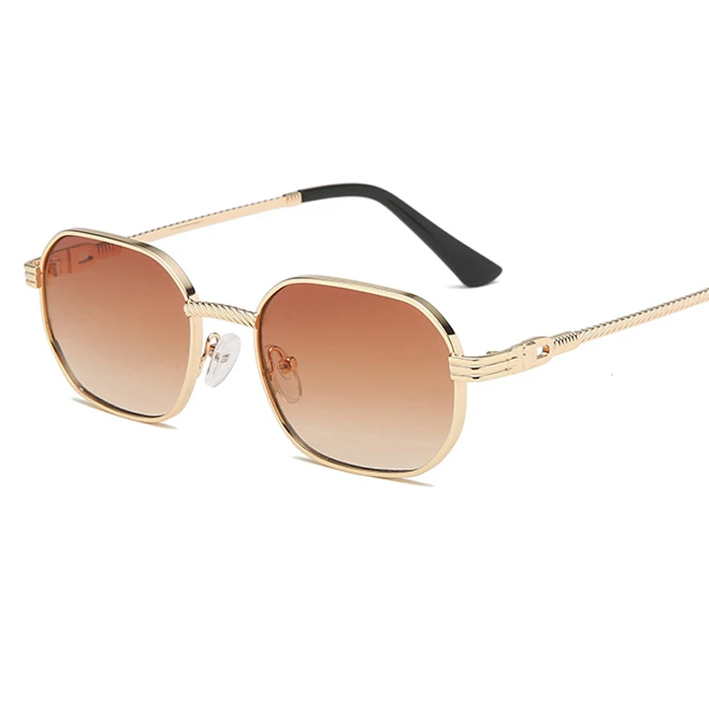 

Hot sale trendy design 2021 metal glasses shades UV400 customized logo small square shield sunglasses men women