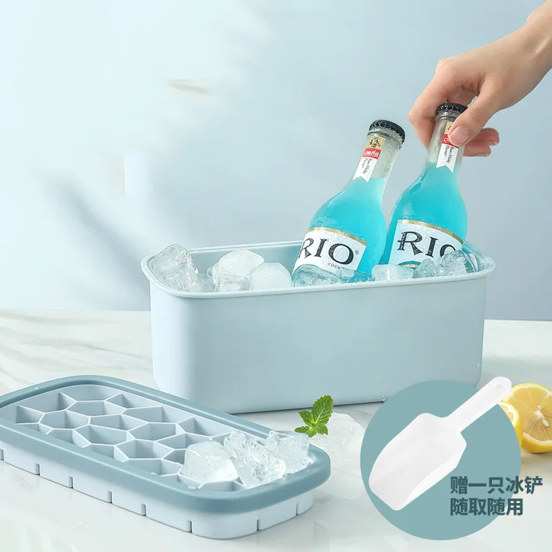 

New design Ice Cube Tray Space Saving & able Stackable Lids Removable & Anti-overflow Silicone Ice Cube Tray Mold