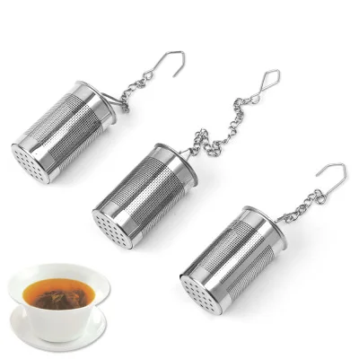 

Hot Sale Metal Strainer Cooking Infuser Extra Fine Mesh Tea Infuser Threaded Connection 18/8 Stainless Steel with Chain, Silver