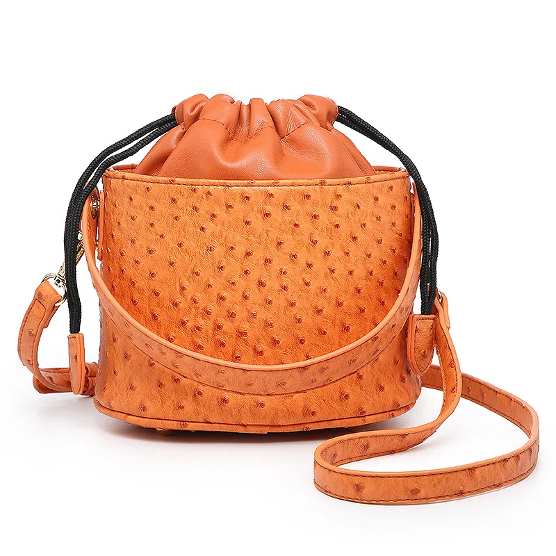 

New Arrival Fashion Ostrich Lady Bucket Bag PU Snakeskin Pattern Hot Sale Women Handbags for Wholesale 2 Pcs Single Daily CN;GUA, 10 kinds available