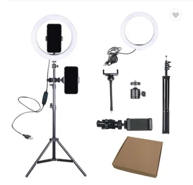 

2020 for live stream video shooting phone holder 10inch aro selfie led tiktok ring light with 160mm tripod stand