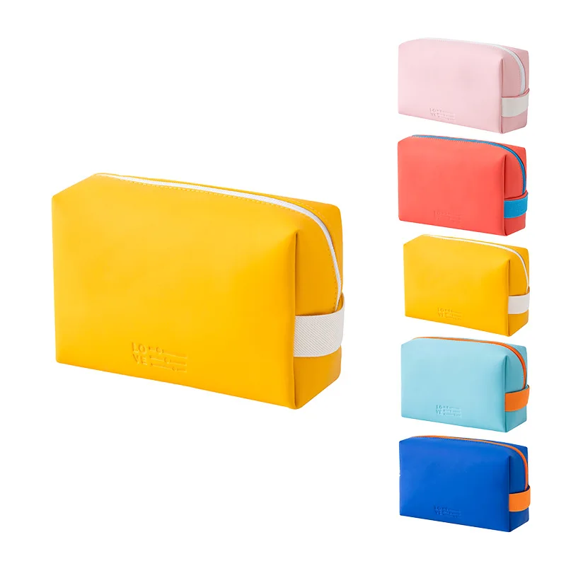 

PU zipper cosmetic bag women travel pu leather multi-purpose organizer square makeup bag case, Colors