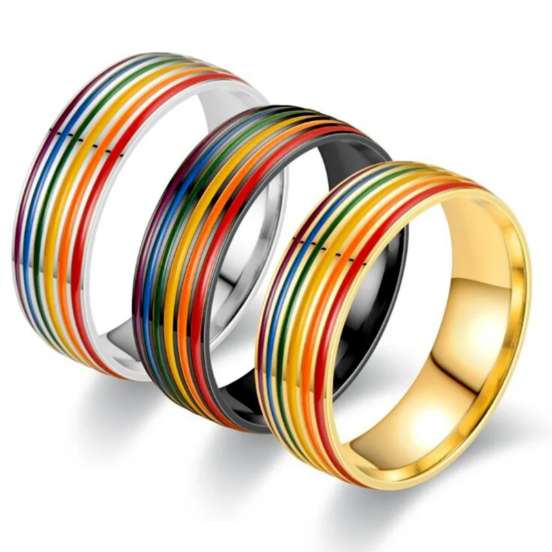 

Hot New couple titanium stainless steel colorful oil drop ring women, Customized color