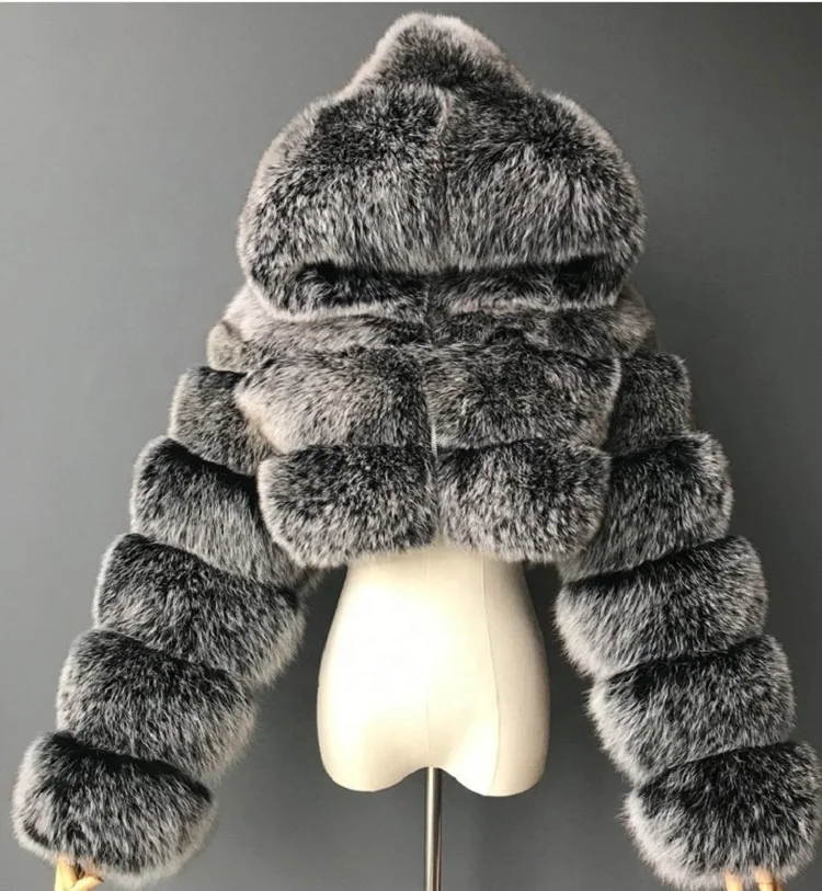 

2021 New Fashion solid color Ladies faux Fur Coat Hooded Winter Short Luxury Women Fur Jacket, White, pink, gray, black, silver, sky blue, royal blue, red