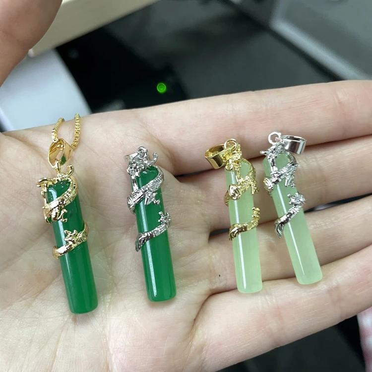 

jialin jewelry 2021ins Chinese wholesale jade dragon necklace gold plated pendant necklace