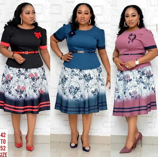 

African Short Sleeve women office Dress