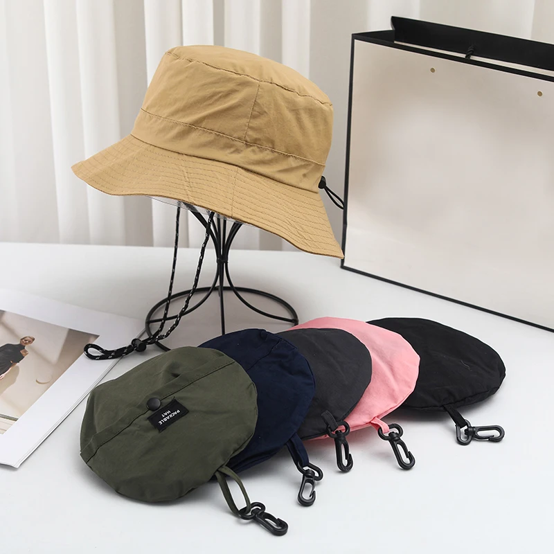 

Summer Waterproof Pocket Fisherman Hat Bag Basin Cap Light Weight Quick Drying Men Bucket Hat Packable