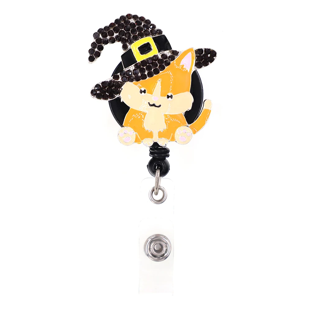 

Halloween Festival Hat Retractable Badge Holder Animal Cat For Office Accessories ID Card Badge Reels