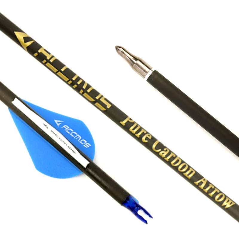 

Archery 31-33 inches ID6.2mm Spine 350 -600 Pure Carbon Arrow For Compound Bow/ Recurve bow Hunting Shooting