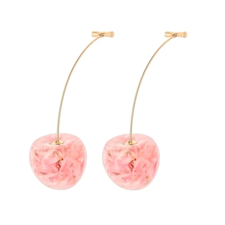 

2020 New Design Cherry Shaped Drop Earrings For Women Sweet Girls Cute Brincos Line Pendientes Fruit Jewelry