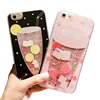Fashion Drink Strawberry Cup Pattern Quicksand Liquid Pink Phone Case for iPhone X 6 7 8Plus Glitter Powder Sand Shell