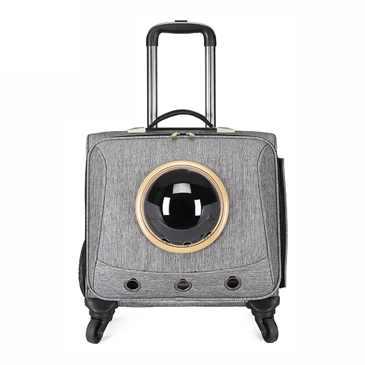 

Travel Breathable Capsule Pet Trolley Suitcase Portable Cat And Dog Universal Pet Trolley Case With Bubble Window, Grey, blue, green