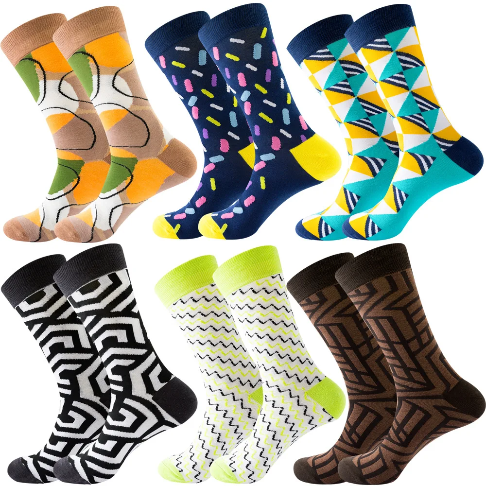 

Manufacturers customized wholesale geometric men's socks triangle in the tube stripe socks
