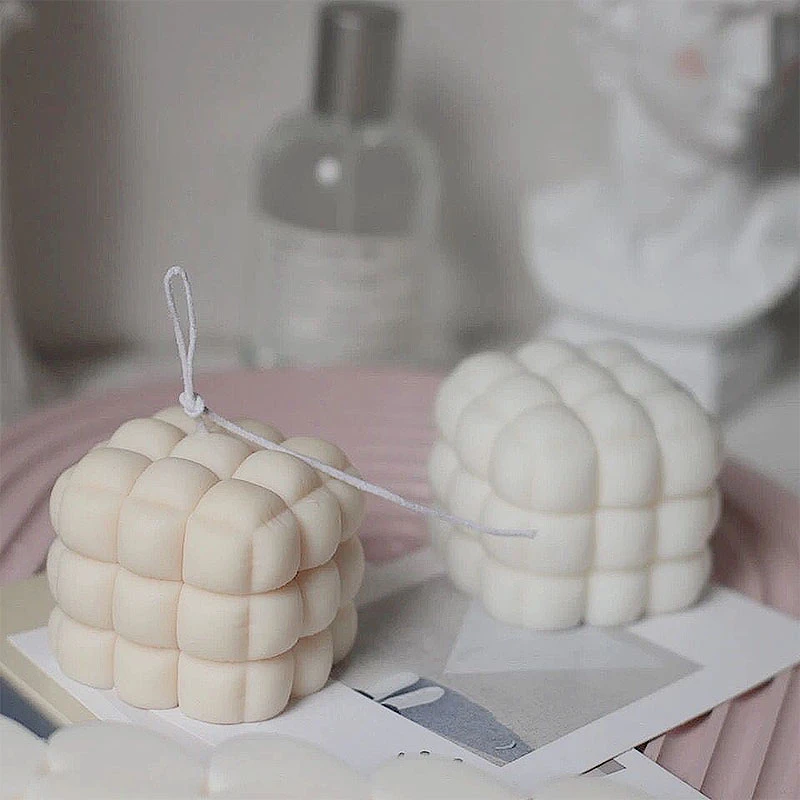 

Candle Silicone Mold Cube 3D Bubble Shape Aromatherapy Candle Mold for Candle Making, As the picture