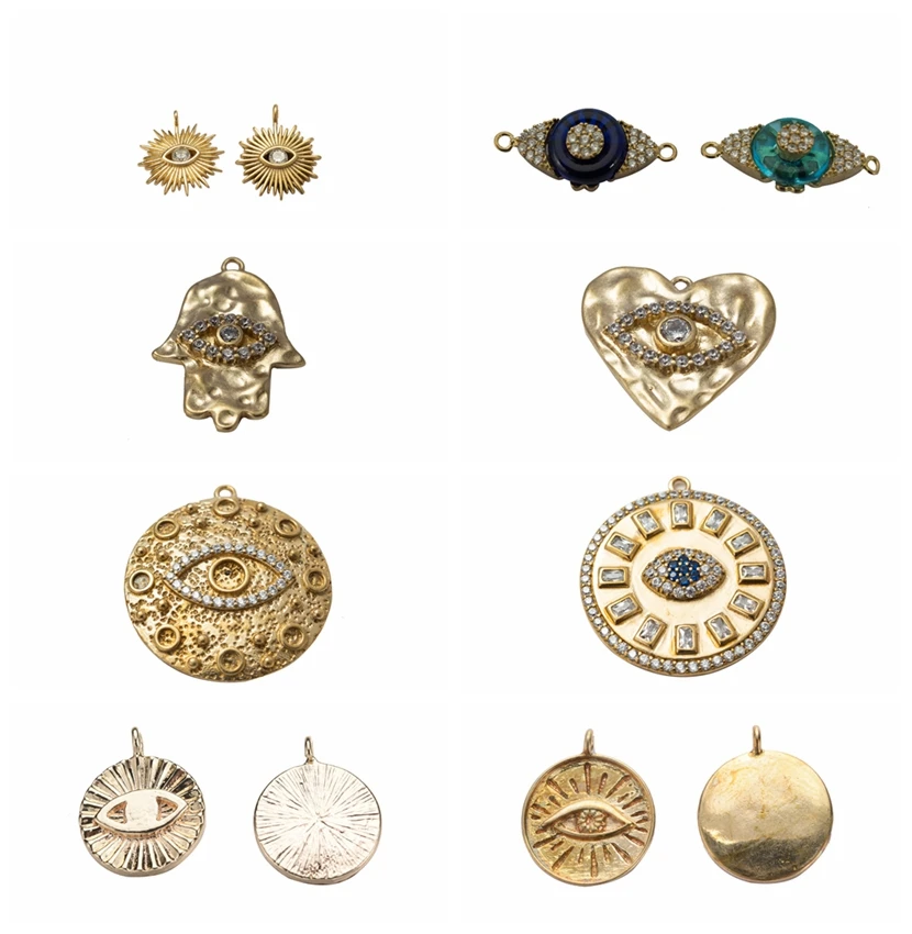 

Mini Good Luck & Protection Symbol evil eyes charm pendant necklace Cz Evil Blue Eye Charm Pendant, White gold, gold, rose gold, etc