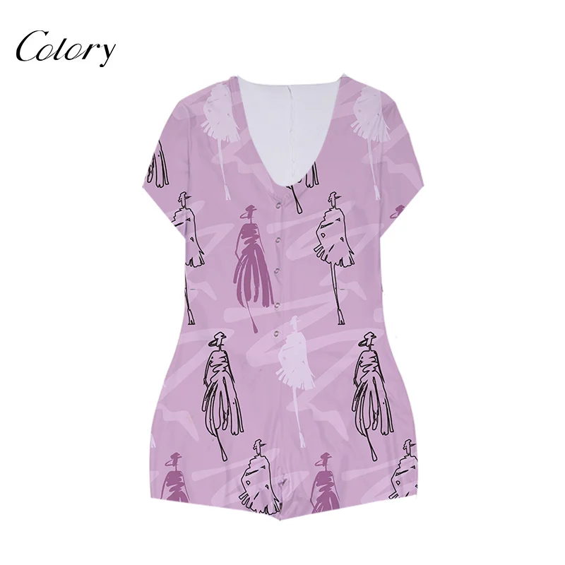

Colory Women Rompers Jumpsuit Plus Size Short Printed Romper, Picture shows