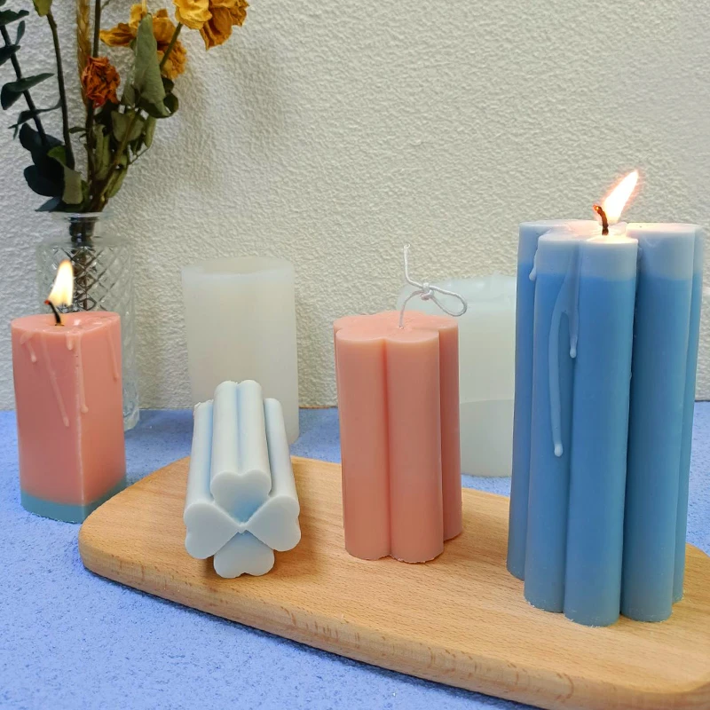 

DUMO 3D Flower Shaped Column Candle Mold DIY Soap Plaster Decoration Silicone Mold