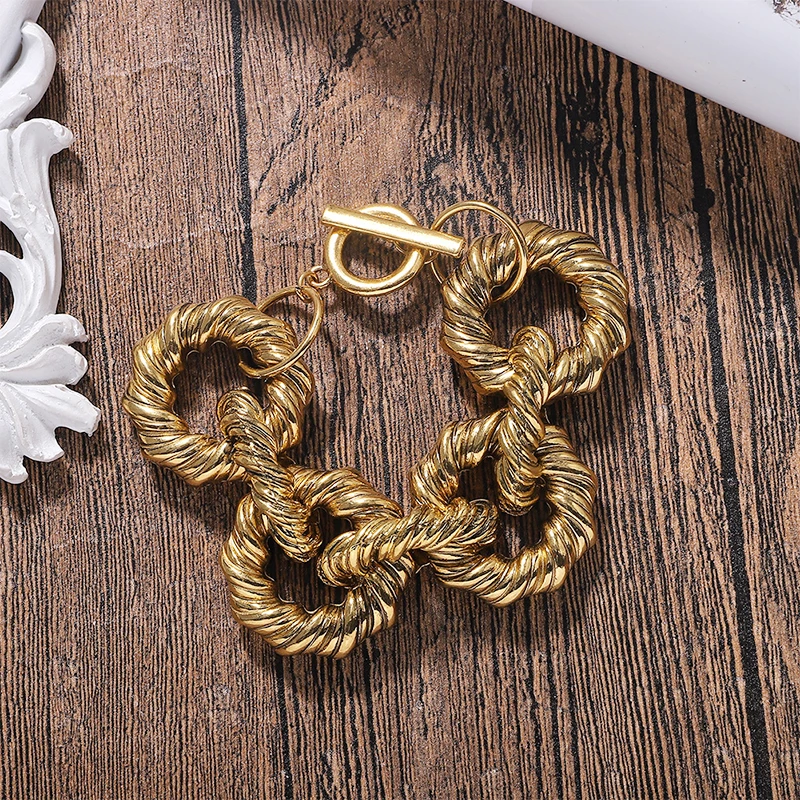 

Exaggeration alloy gold bracelet women gold plated fashion women charm bracelet