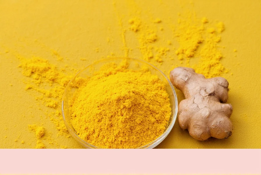 Various recipes using ginger and turmeric powder including tea, curry, and smoothie