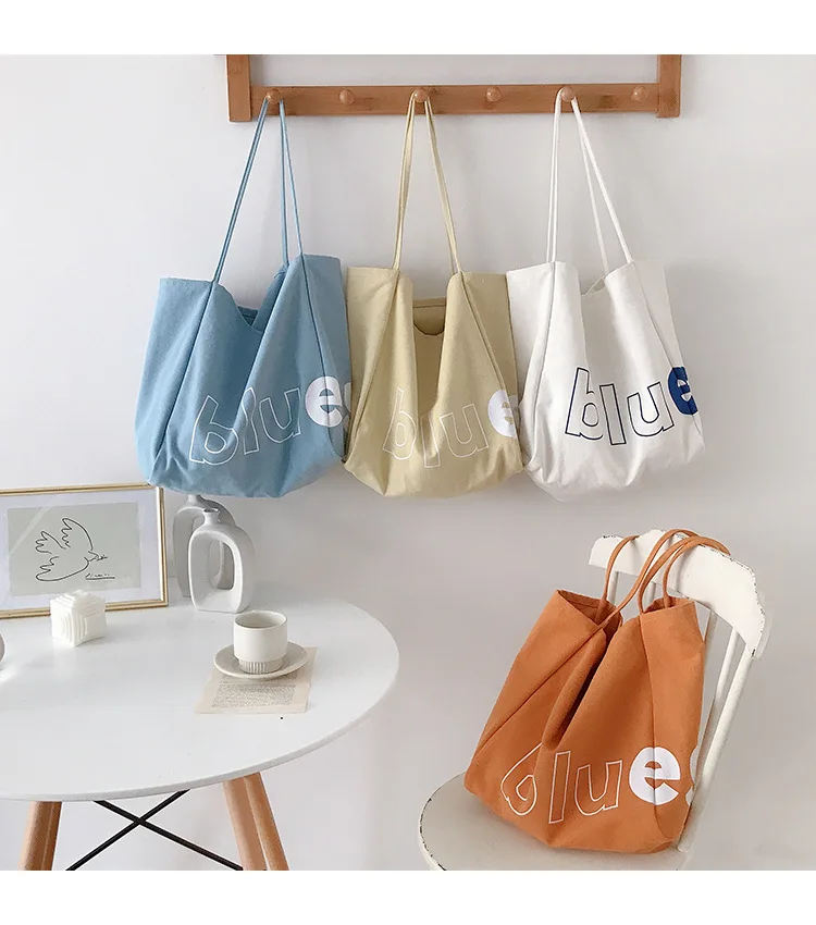 

Foldable Canvas Casual Shopping Bag Reusable Large Capacity Tote Bag