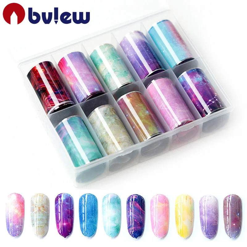 

10 Sheets Fashion Art Nail Foil Transfer Stickers for DIY Decoration, 20 colors