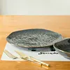 New arrivals dinnerware rock texture restaurant used porcelain dinner plates with gold rim
