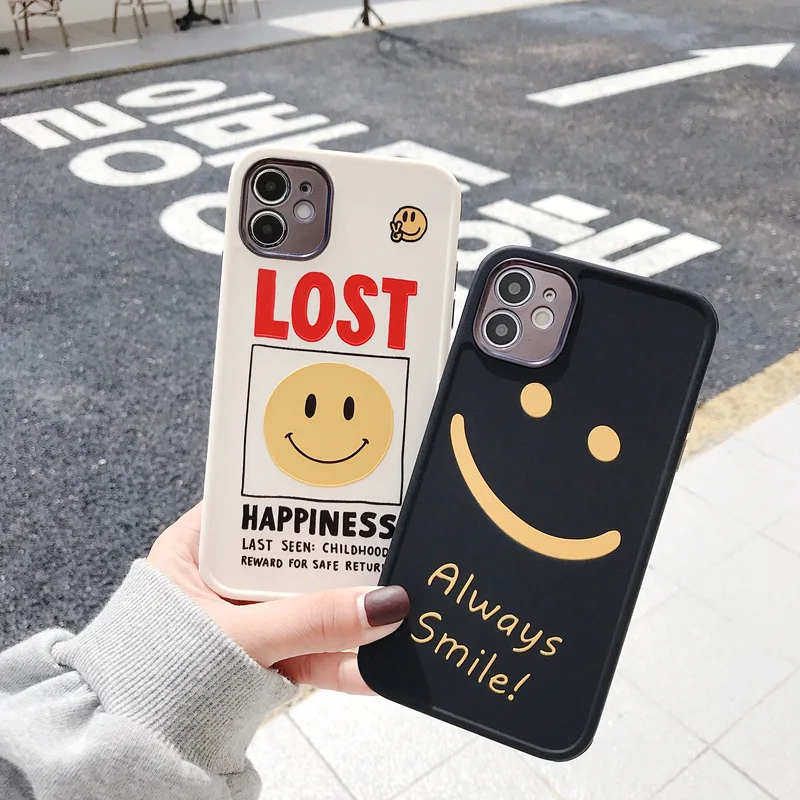 

2022 Amazon Hot Selling High Quality Cartoon Smiley Phone cover For iPhone11 12pro 2 in 1 Shockproof Protective Case For 13Proma