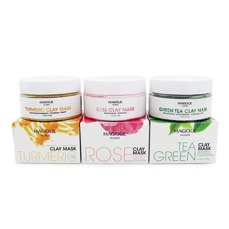 

Private Label Deep Cleansing Whitening Green Tea Rose Turmeric Facial Mud Mask Pink Clay Mask