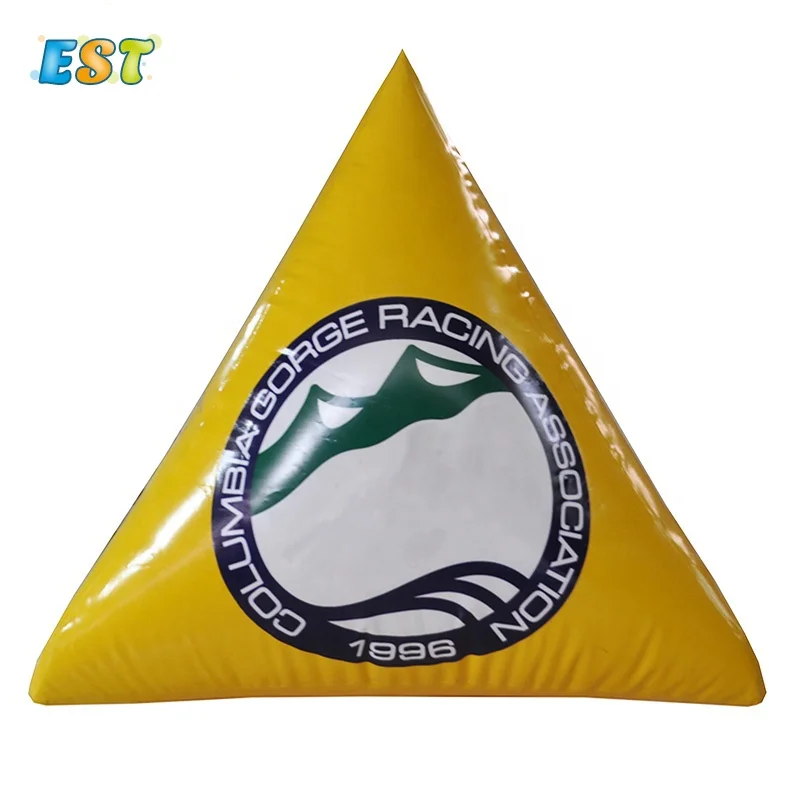 

marine used pvc  triangle inflatable marker buoys/ stick buoy/ air sealed buoy with printing, Orange,white,yellow