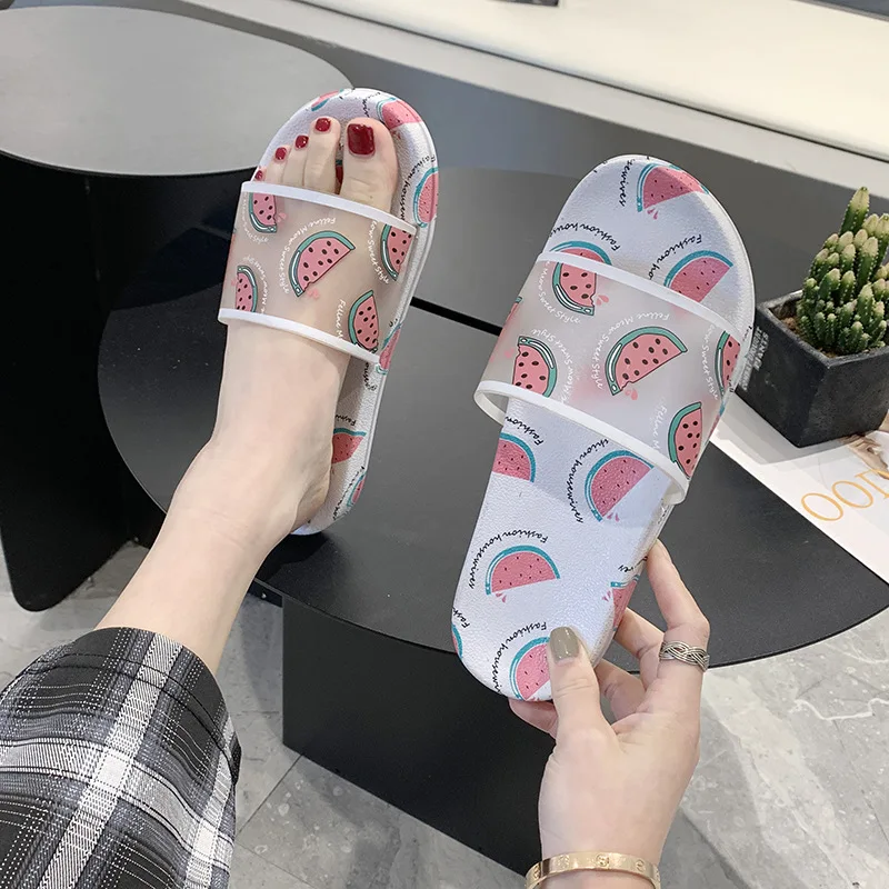 

Summer Sandals Slides Women Shoes Flip Flops Cartoon PVC Women Slippers Watermelon Banana Home Slippers, As pictures