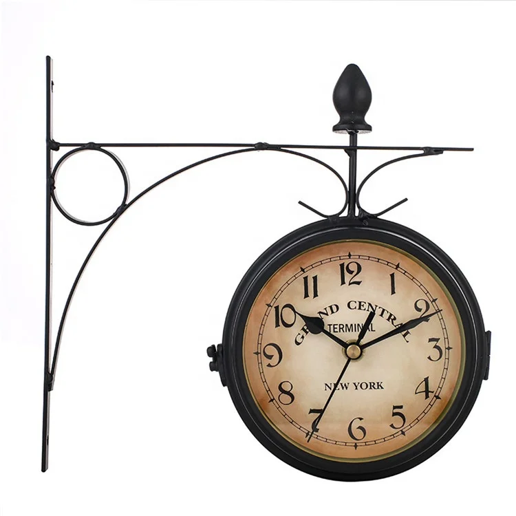 

Classic European Style Simple Fashion Rotatable Metal 3D Double Sided Wall Clock