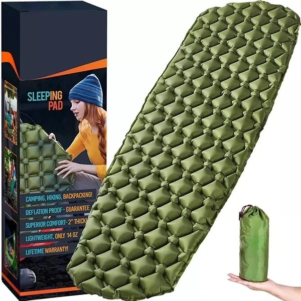 Camping Self Inflating Sleeping Pad With Attached Pillow Lightweight