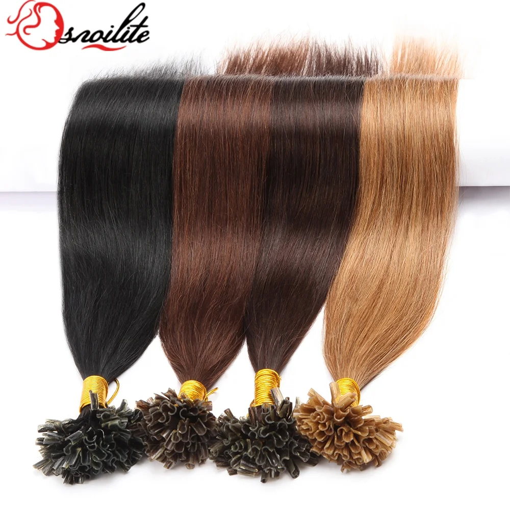 

Snoilite wholesale 16-24inch remy brazilian nail tip hair, u tip keratin bond human hair extensions