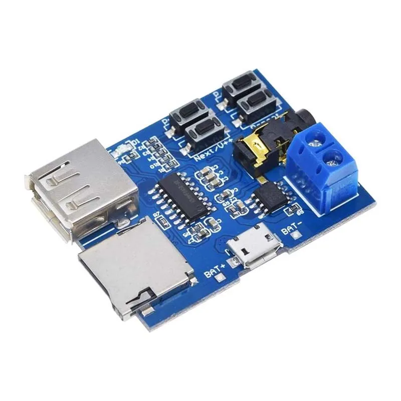 

HW-188 TF Card U Disk Play MP3 Decoder Player Module with Audio Amplifier Audio Decoding Player Module Micro USB 5V Power Supply