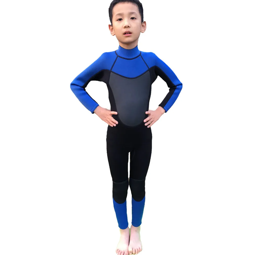 3毫米儿童泳衣潜水服男孩长袖防水冲浪浮潜套装青年独木舟套装