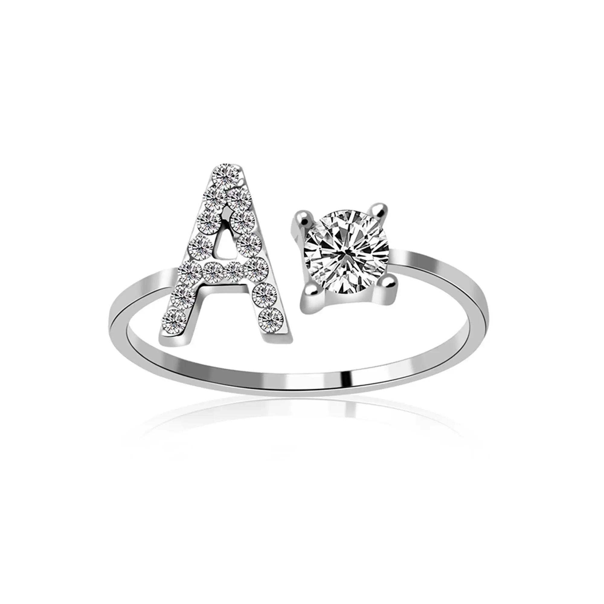 

Fashion Latest Letter design rings 26 letters silver rings Initial silver ring designs for girl, Silver color