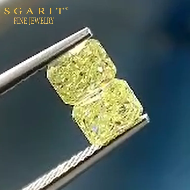 

SGARIT bulk fancy color diamond pair for earring jewelry 1.093ct VS fancy light yellow natural loose diamond