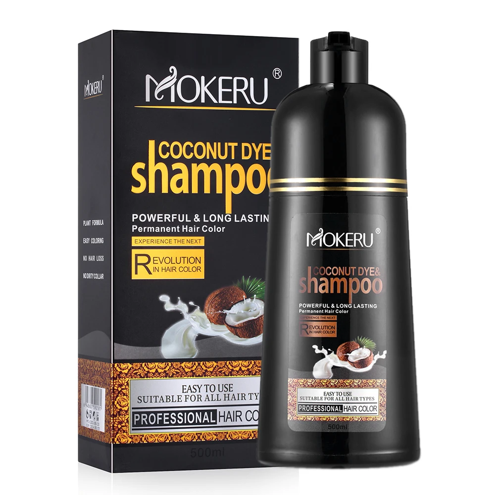 

Wholesale Mokeru Coconut Hair Dye Shampoo Natural Fast Black Hair Shampoo Long Lasting Permanent Hair Dye Shampoo