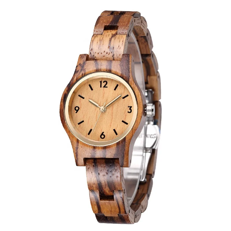 

Wholesale Handmade Simple Women Black Woodwatch Minimal Quartz Girls Wooden Wrist Watch