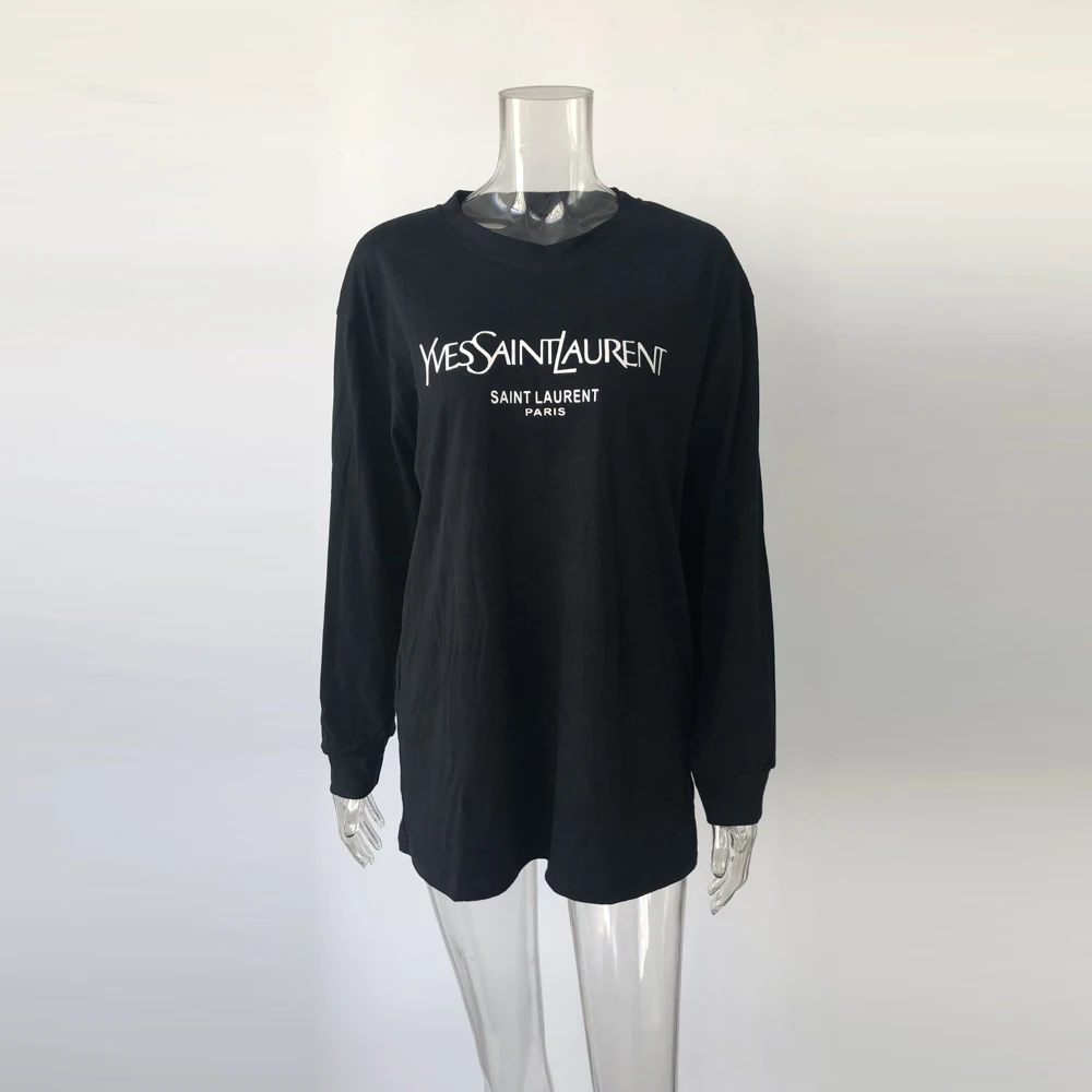 
8282 Cotton Material Printed Pullovers Women Long Sleeve Oversize Gray Color Tops High Quality Streetwear Holiday Cool Clothes 