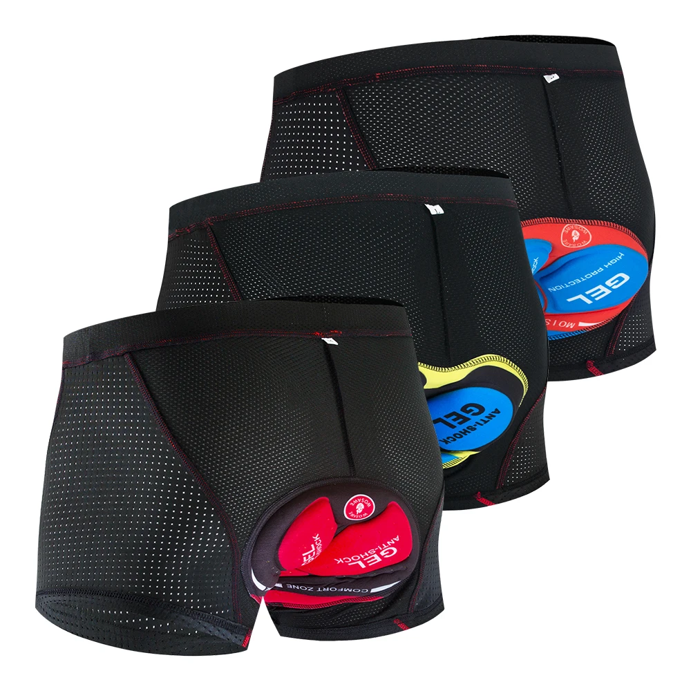 

WOSAWE Cycling Shorts Men MTB Shorts 5D Gel Padded Black Underpant Shockproof Quick dry Breathable, Black,red,yellow