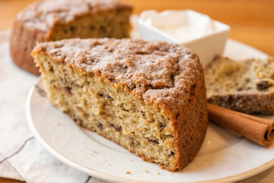 Step-by-step preparation of cinnamon swirl coffee cake with visible layers of cinnamon sugar mixture in golden brown batter