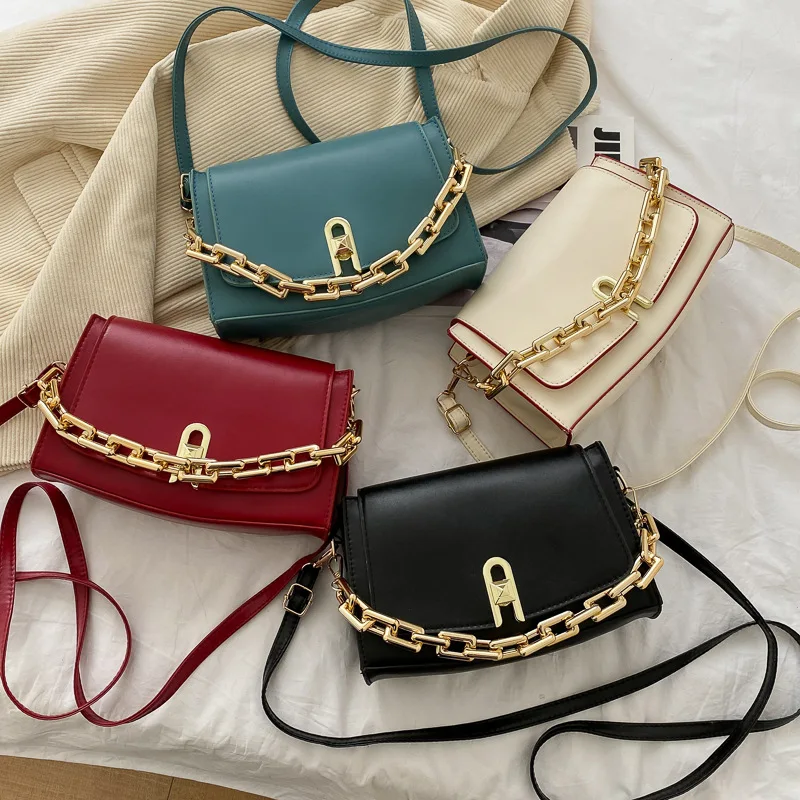 

2021 Luxury Design Solid Color Ladies Purse Chain Bags Crossbody Handbag Pu Leather Women Purses, As picture