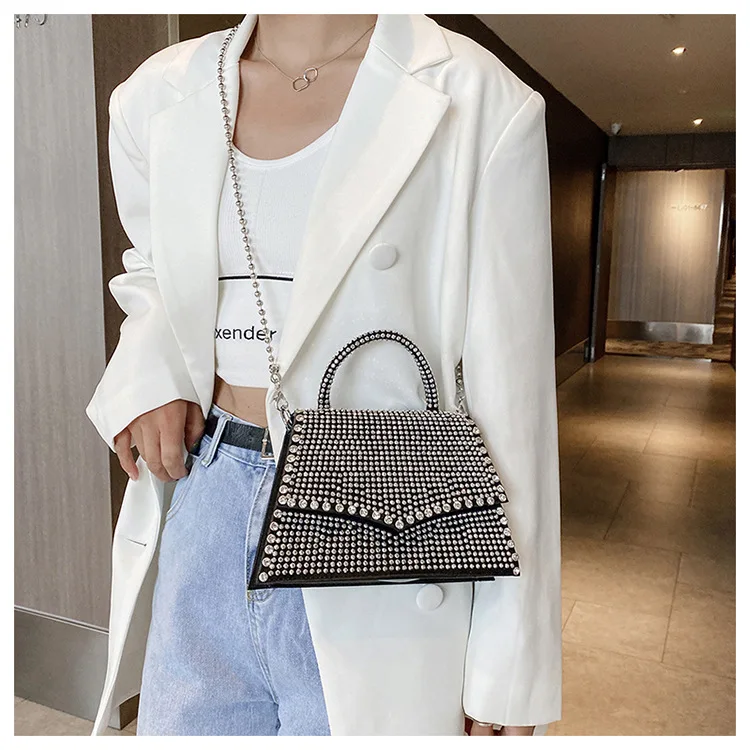 

2020 New fashion ladies evening crossbody handbag Designers Luxury purse clutch and Handbags, Black, silver